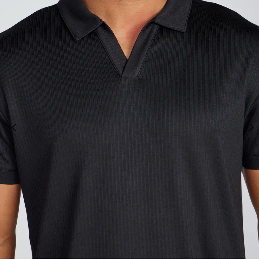 BYLT Men's Ribbed Short Sleeve Open V Polo Size 3XL In Navy - Picture 3 of 12